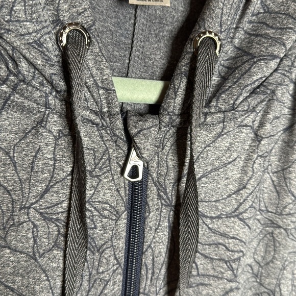 Free2B Gray Floral Fleece Lined Hooded Jacket w/ Thumbholes Size XL - Picture 3 of 12